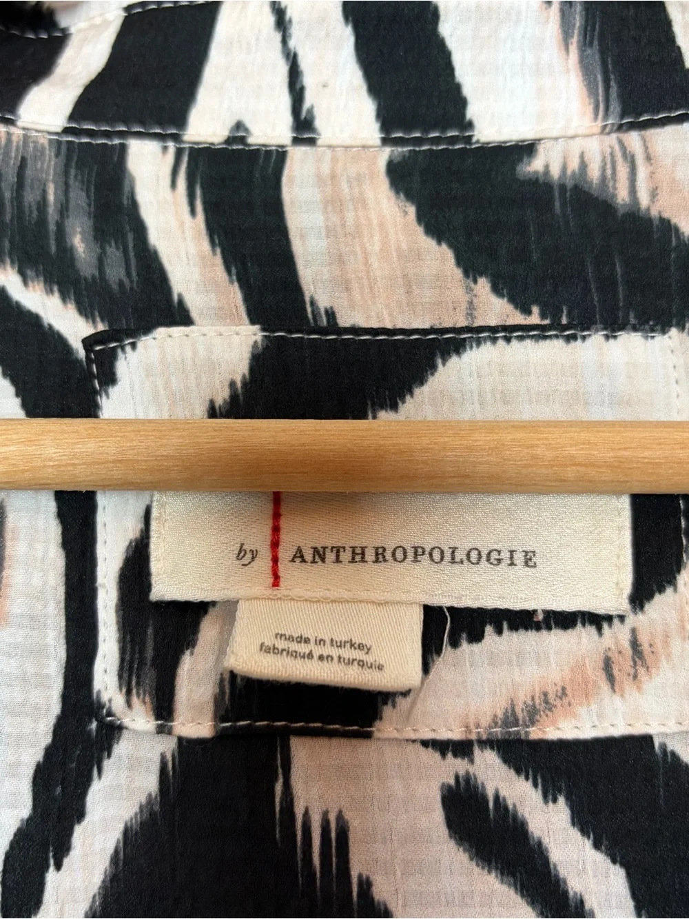 Anthropologie Zebra-Print Long-Sleeve Wrap Dress - Black & White - Picture 8 of 9